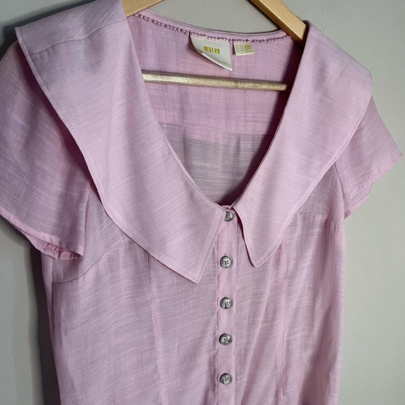 3/$25 Maeve Anthropologie Baby Pink Tortoise Shell Blouse - Picture 4 of 10